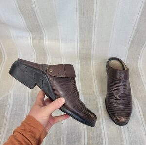 Ariat‎ Leather Slip On Mules Brown Size 9B Vintage Retro